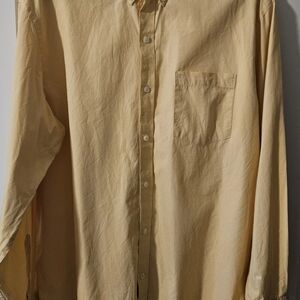 IZOD mens SIZE LARGE premium Essentials COLOR YELLOW long sleeves dress shirt